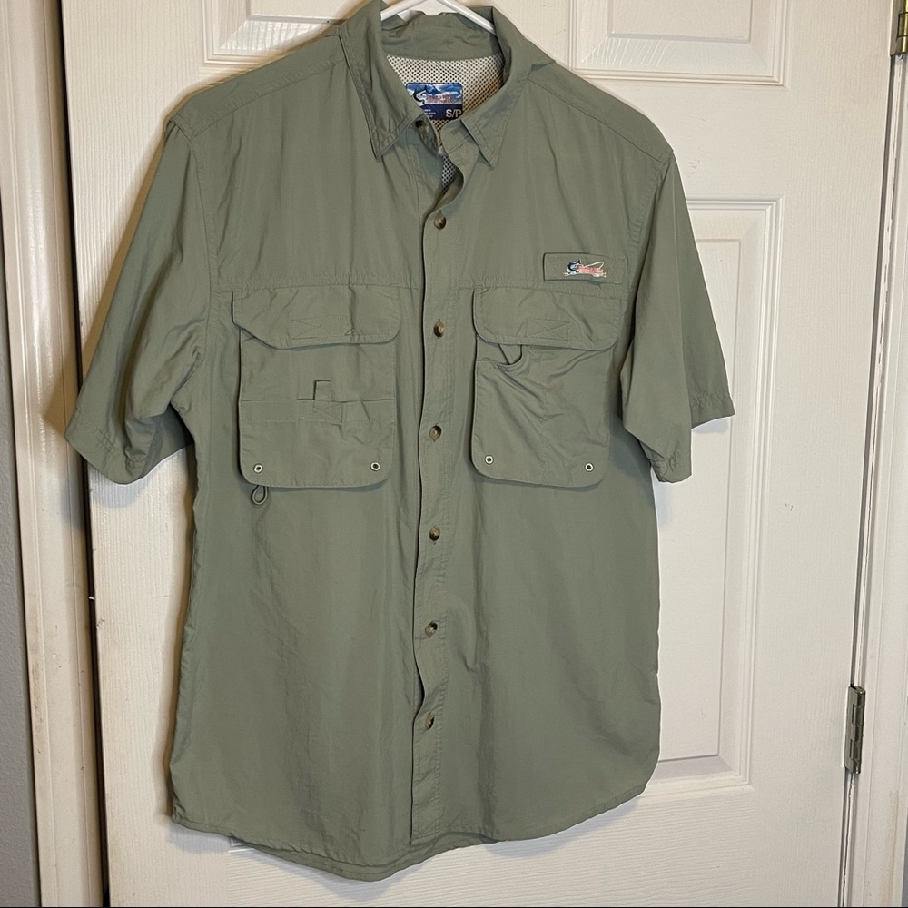 Worldwide Sportsman Short Sleeve Fishing Shirt Size Small Light Green